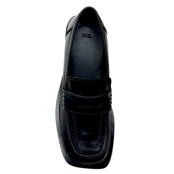 Zara NIB Square Toe Leather Loafers size US 5 - Picture 4 of 15